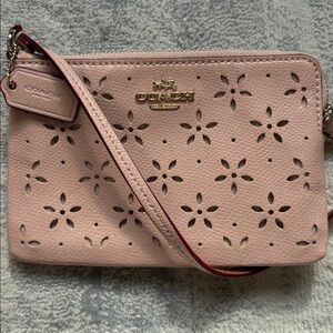 Coach Pink Floral Cutout Wristlet
